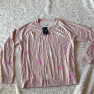 Lucky brand pink heart long sleeve soft top